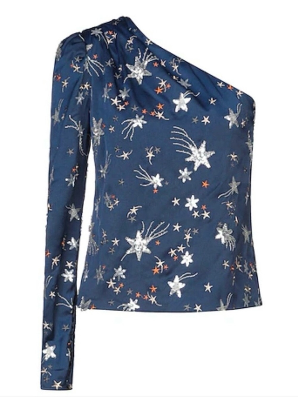 Self-Portrait One-Shoulder Star Embroidered Blouse